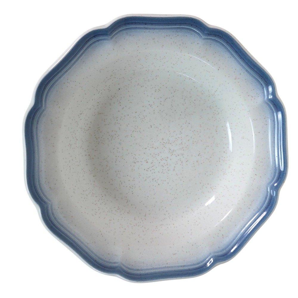 Vintage Mikasa Stoneware Country Club Soup Bowl Replacement Scalloped Blue Rim